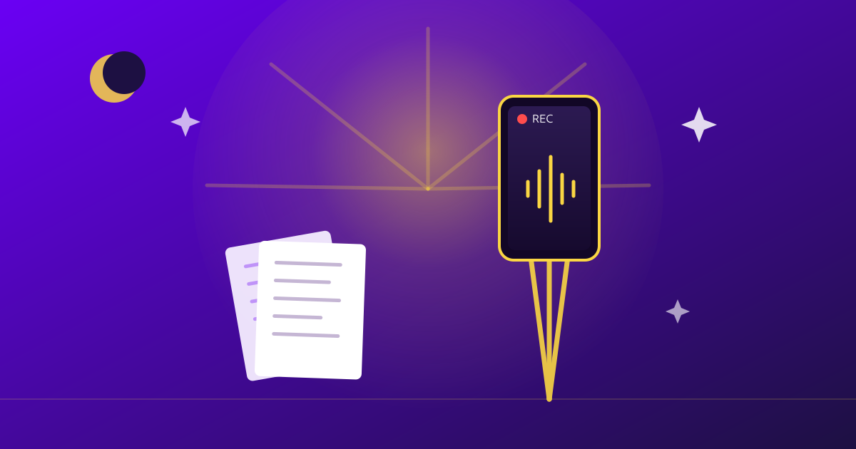 Illustration d'un téléphone sur trépied enregistrant un self-tape la nuit, avec les pages du texte à côté.